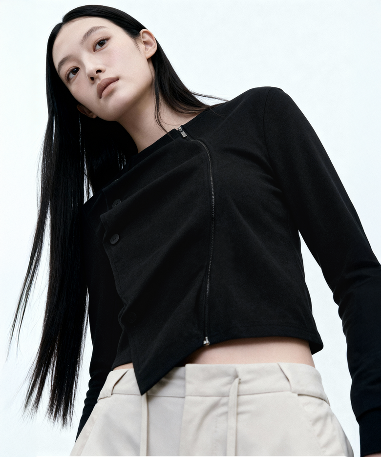 DRAPING JERSEY JACKET, BLACK