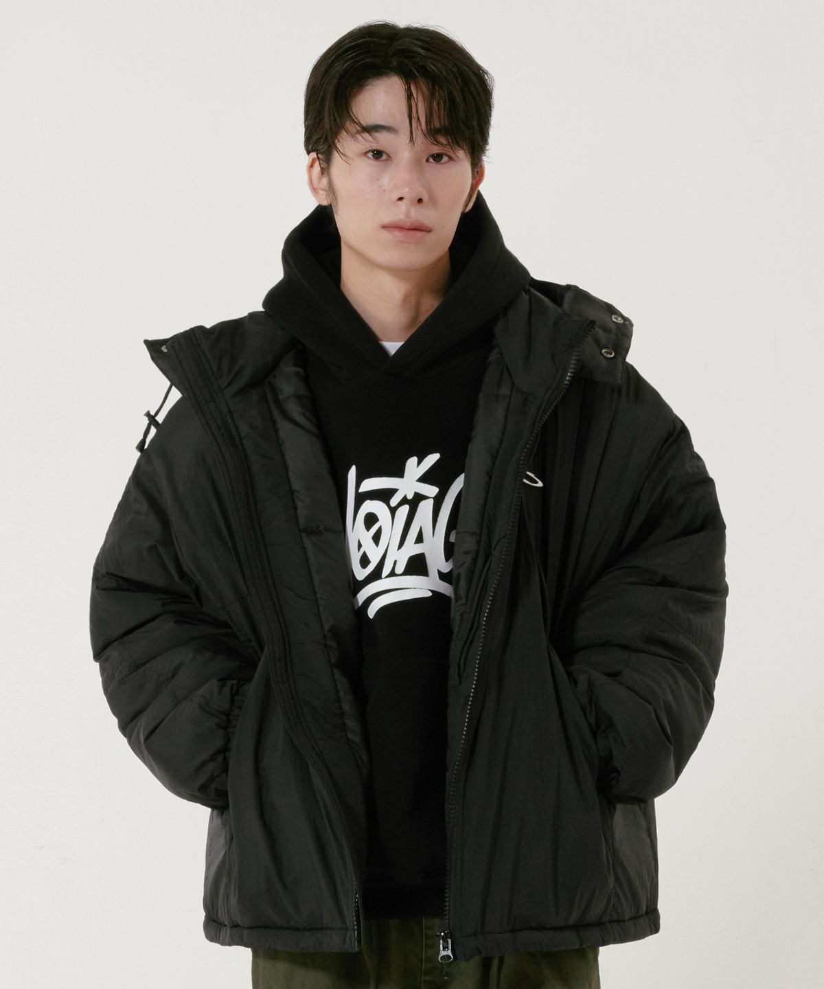 노이아고(NOIAGO) NOI1774 라이트 후드 패딩 자켓 (블랙)