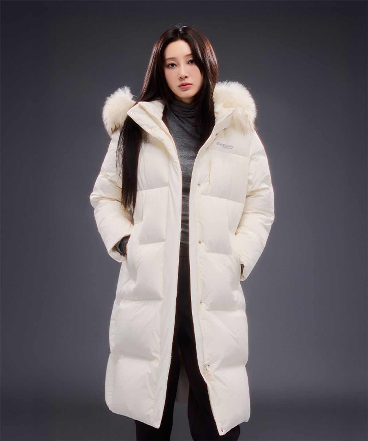디스커버리 익스페디션(DISCOVERY EXPEDITION) 여성 고쉬 구스다운 롱패딩 (CREAM)