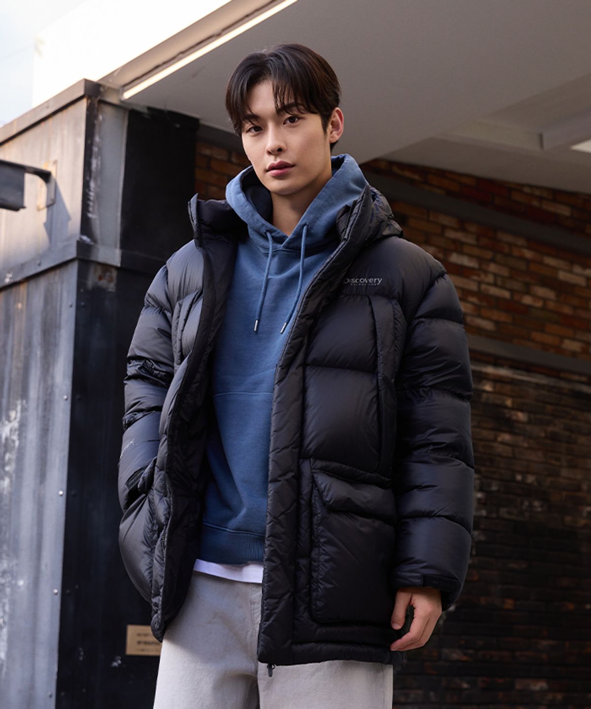디스커버리 익스페디션(DISCOVERY EXPEDITION) 남성 올버트 퍼텍스 퀀텀 구스다운 미드패딩 (BLACK)