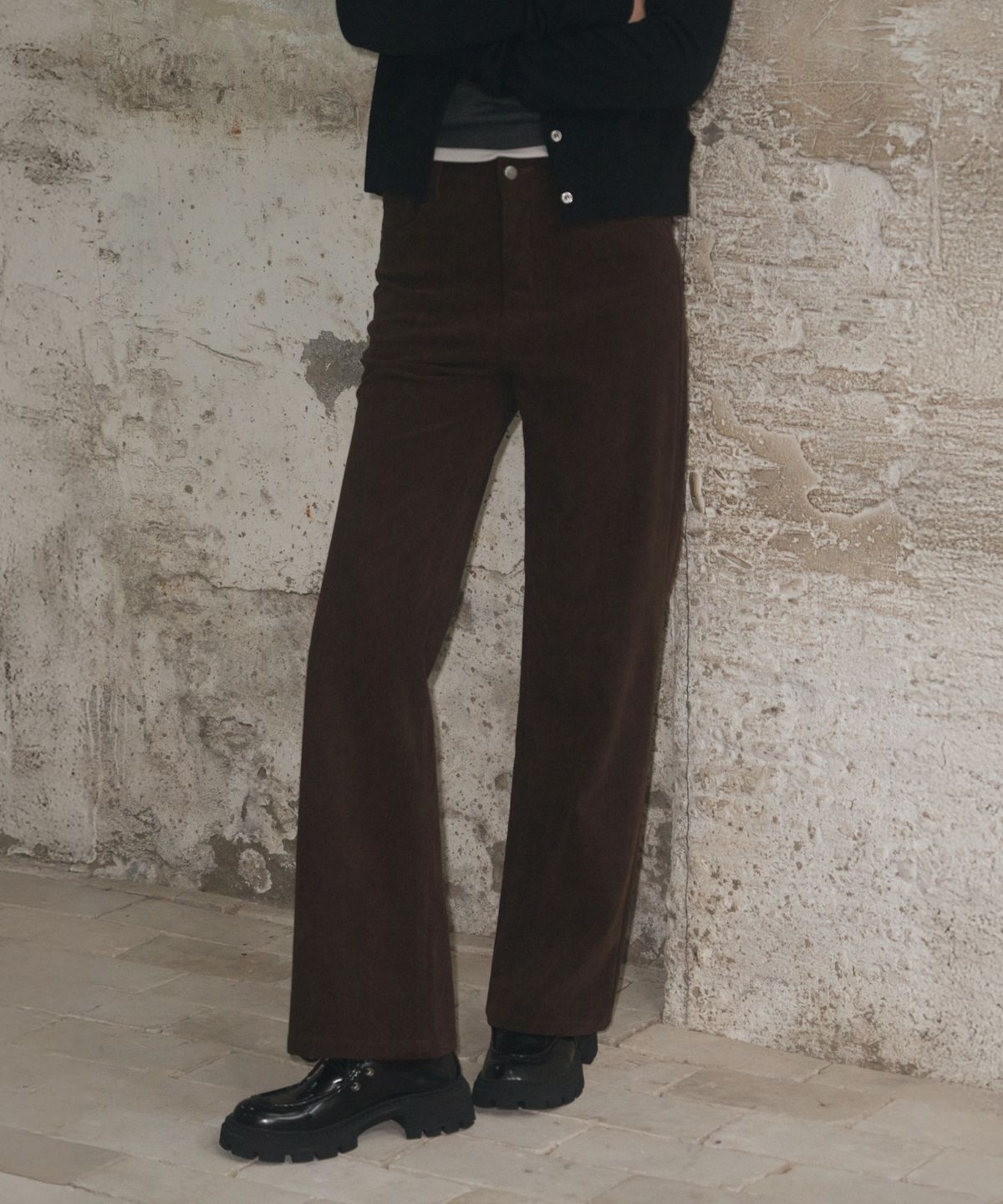 레더리(LEATHERY) 포켓 스티치 스트레이트 코듀로이 팬츠 [BROWN]