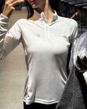 Women’s Half Zip-Up Long Sleeve White