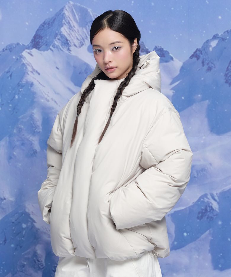 HOOD DOWN PUFFER LIGHT GREY