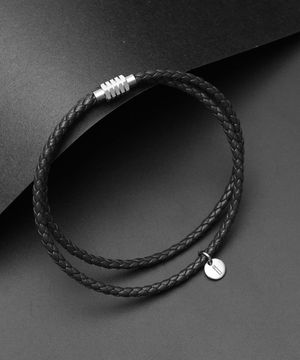 블랙  코르도바 BM258B1170 소가죽 레이어드 남자팔찌