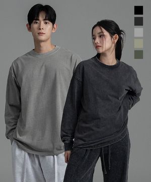 T2511 피그먼트 코튼 오버핏 긴팔티 [5color]