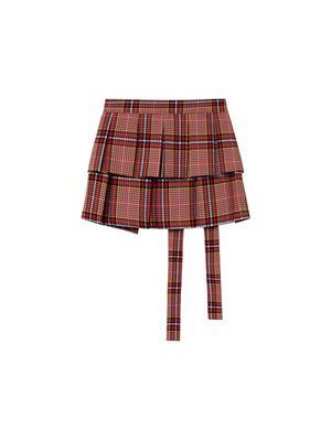 Check Layered skirt apron_red