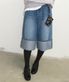 HEART POCKET ROLL UP BERMUDA DENIM PANTS MEDIUM BLUE