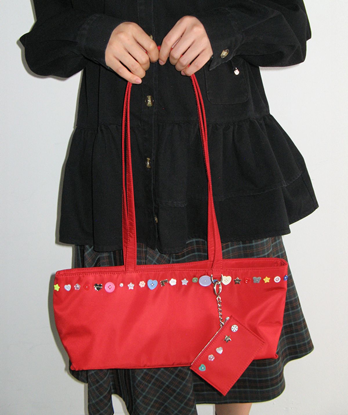 론론(RONRON) MULTI BUTTON SHOULDER BAG RED
