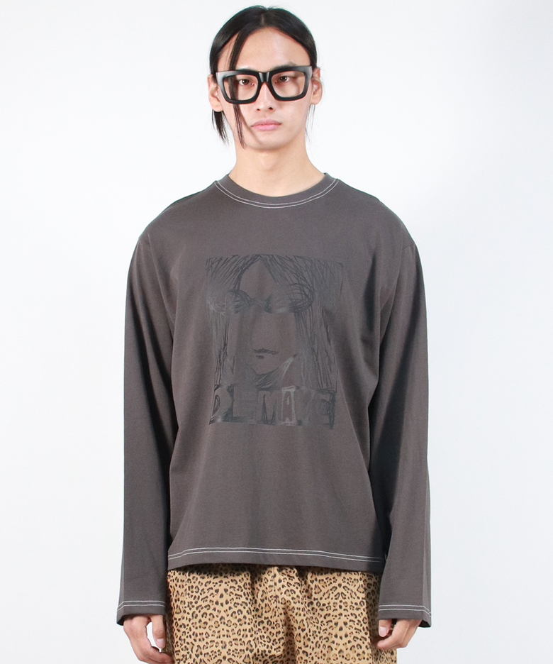 M MARC ILLUST STITCH BOXY LONG SLEEVE - Charcoal