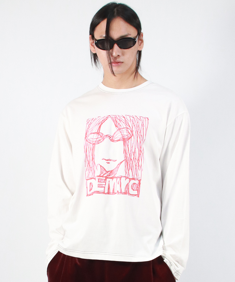 M MARC ILLUST STITCH BOXY LONG SLEEVE - White