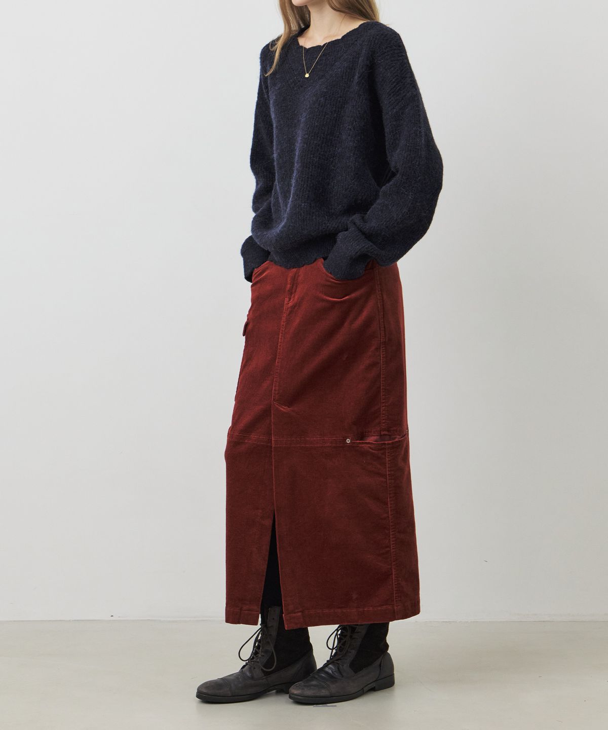 시티브리즈(CITYBREEZE) 코듀로이 유틸리티 스커트_BURGUNDY