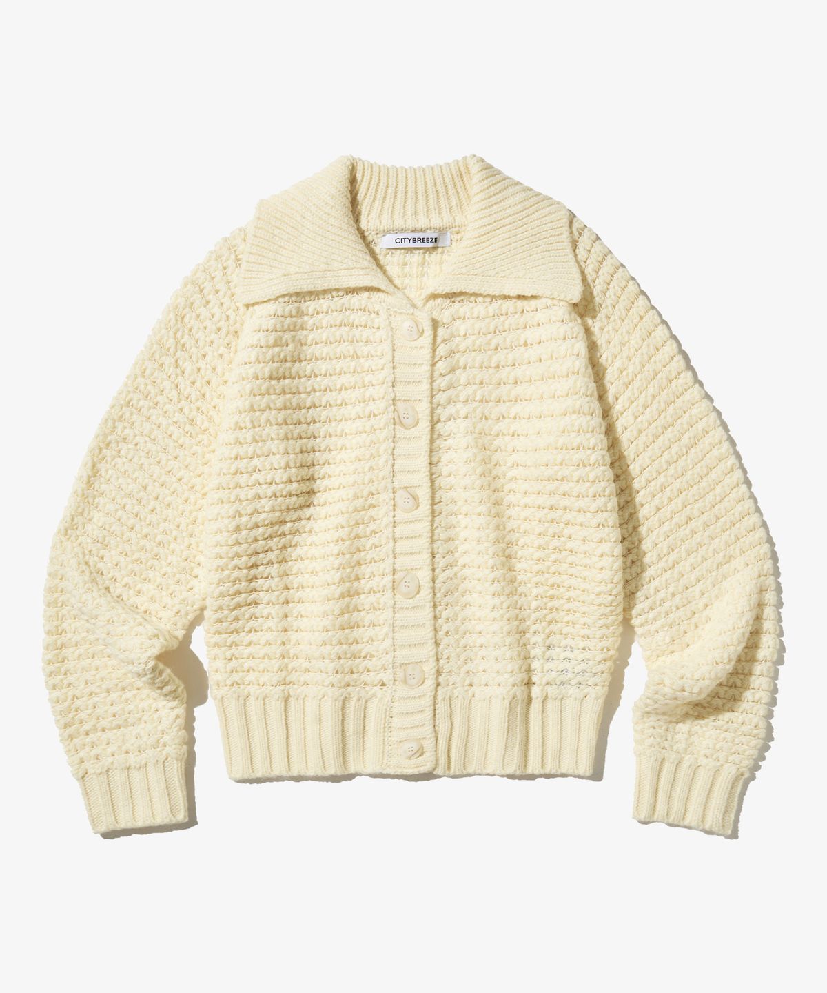 시티브리즈(CITYBREEZE) 울 텍스쳐 카라 가디건_LIGHT YELLOW