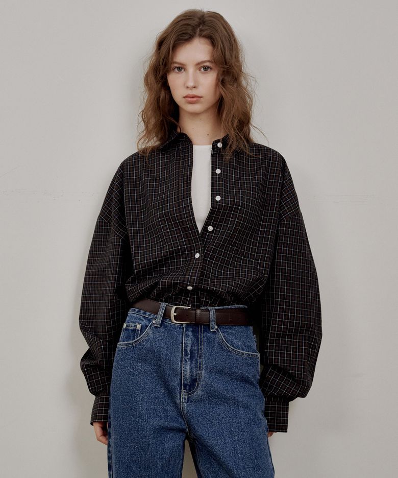 Classic Check Loose Shirt Dark Navy