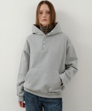 W/스너그 버튼 헨리넥 후드_MELANGE GRAY(W25-TP48)
