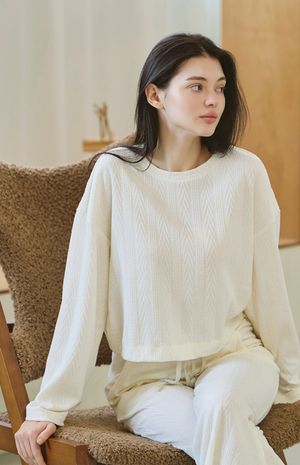 [25FW] 케이블조직 크롭 맨투맨 HTWTP5K04T