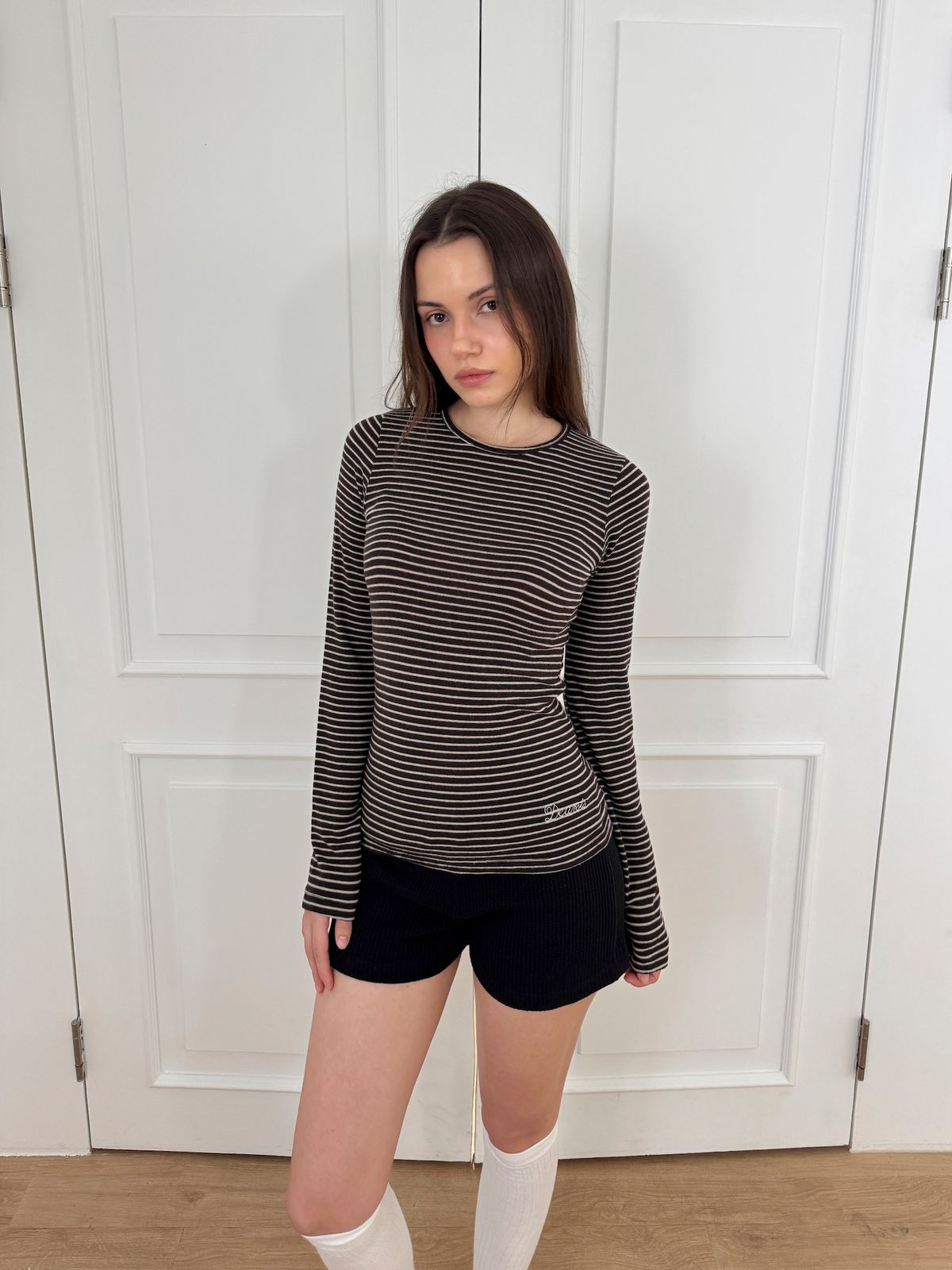 디어시스(Dearsis) Wool Stripe Long Sleeve (Brown)