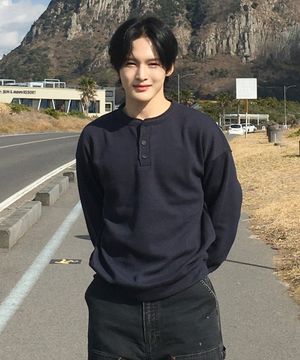 와플 헨리넥 맨투맨_네이비