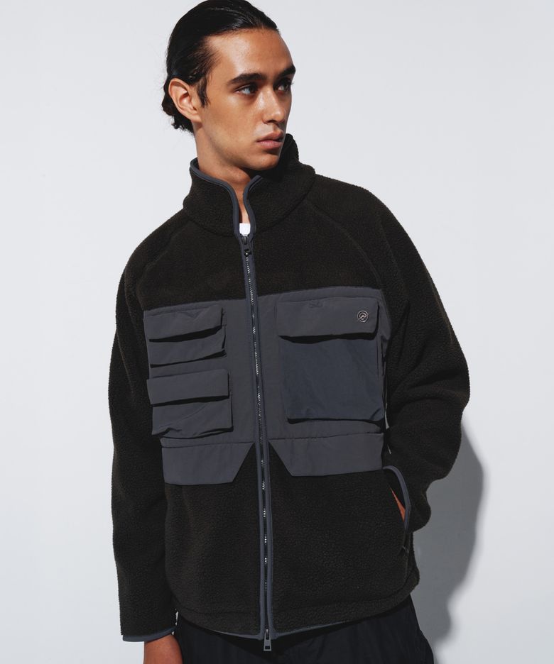 KP LOGO UTILITY POCKET HEAVY FLEECE JACKET - KHAKI