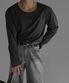 코튼 유넥 긴팔 티셔츠 [차콜]