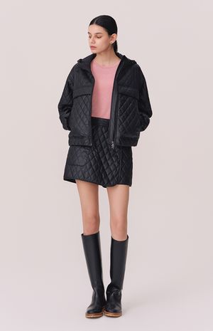 [25FW] 페이크레더 랩스타일 패딩 스커트 HTWSK5L01T