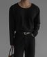 코튼 유넥 긴팔 티셔츠 [블랙]