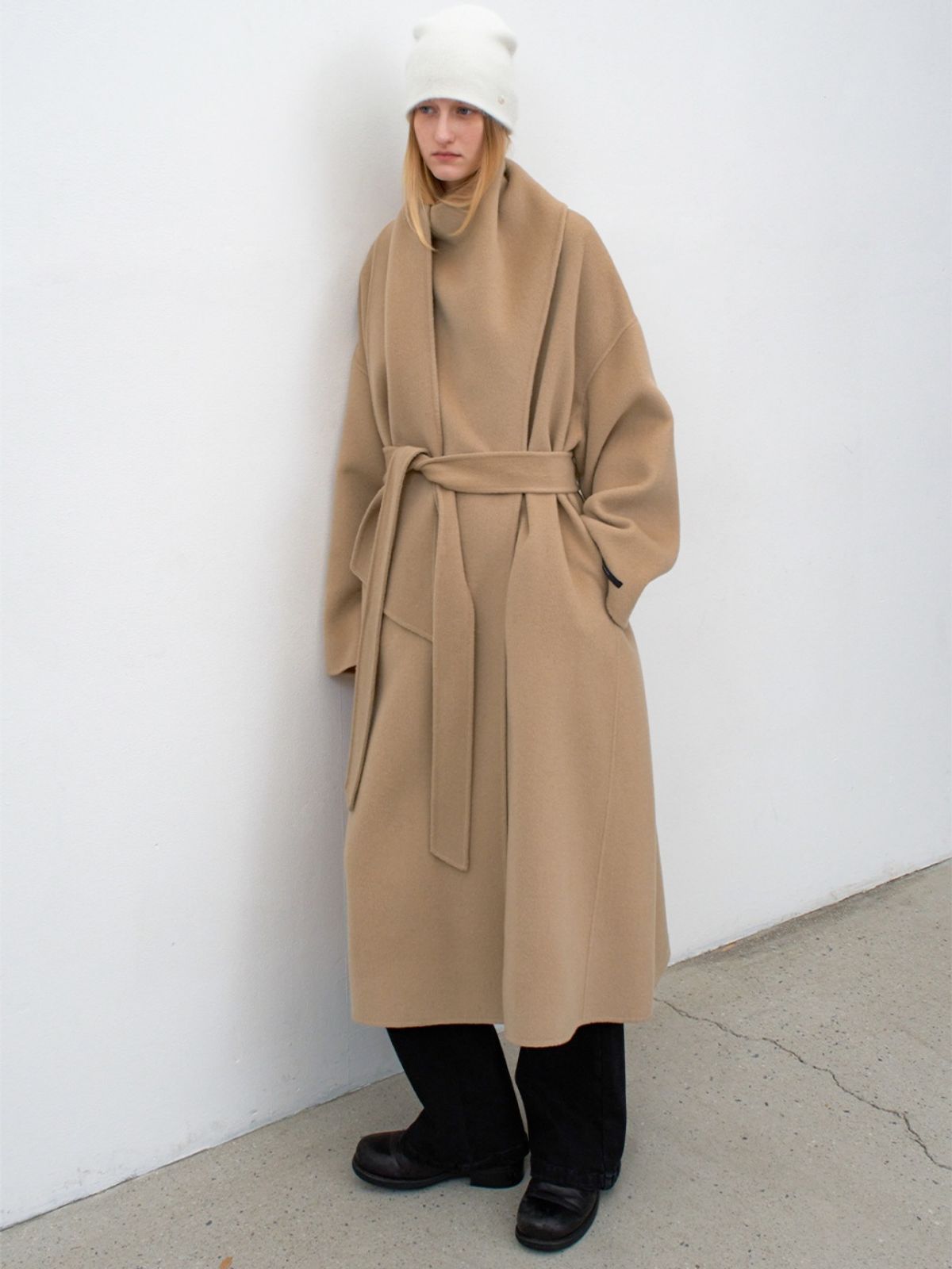 아틀리에 나인(ATELIER NAIN) DRAPE SCARF WOOL HANDMADE COAT (CT-1459)