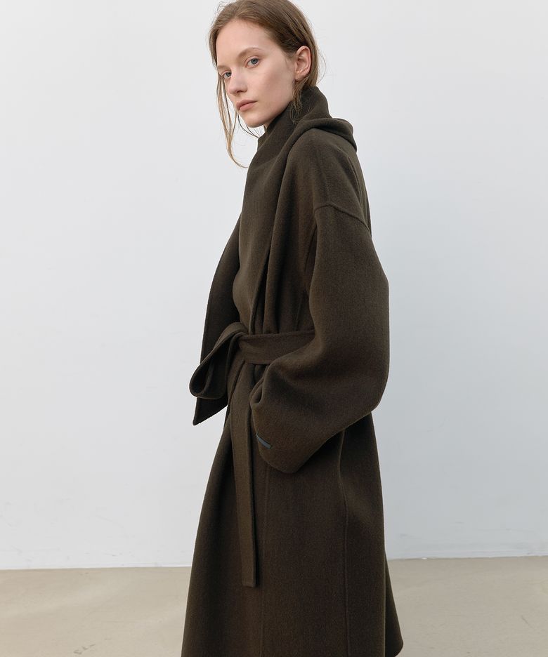 DRAPE SCARF WOOL HANDMADE COAT (CT-1459)