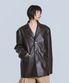 페이크 레더 싱글 자켓 - 브라운