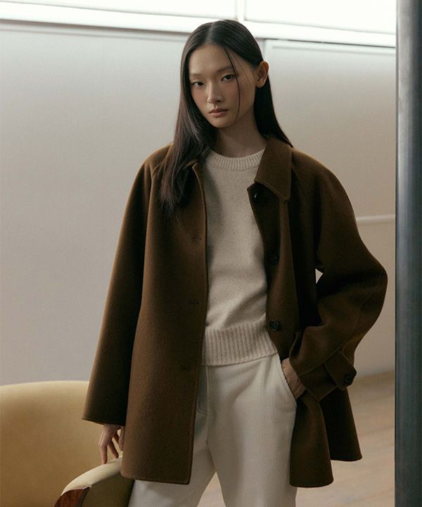 MUSINSA | LINGSEOUL handmade wool half coat-brown