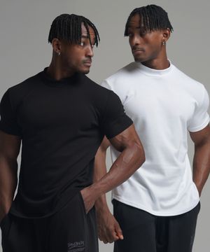 [2PACK] 머슬핏 모크넥 반팔 티셔츠 (3COLOR)