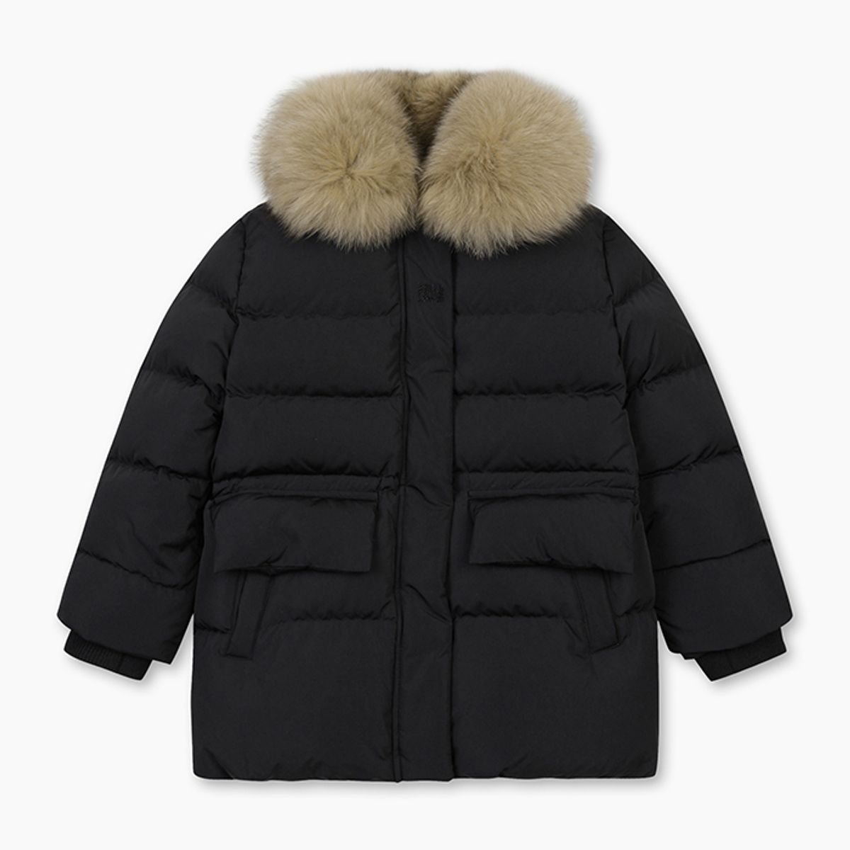 베네통키즈(BENETTONKIDS) 폭스 퍼 카라 덕다운_QADJ06561BK