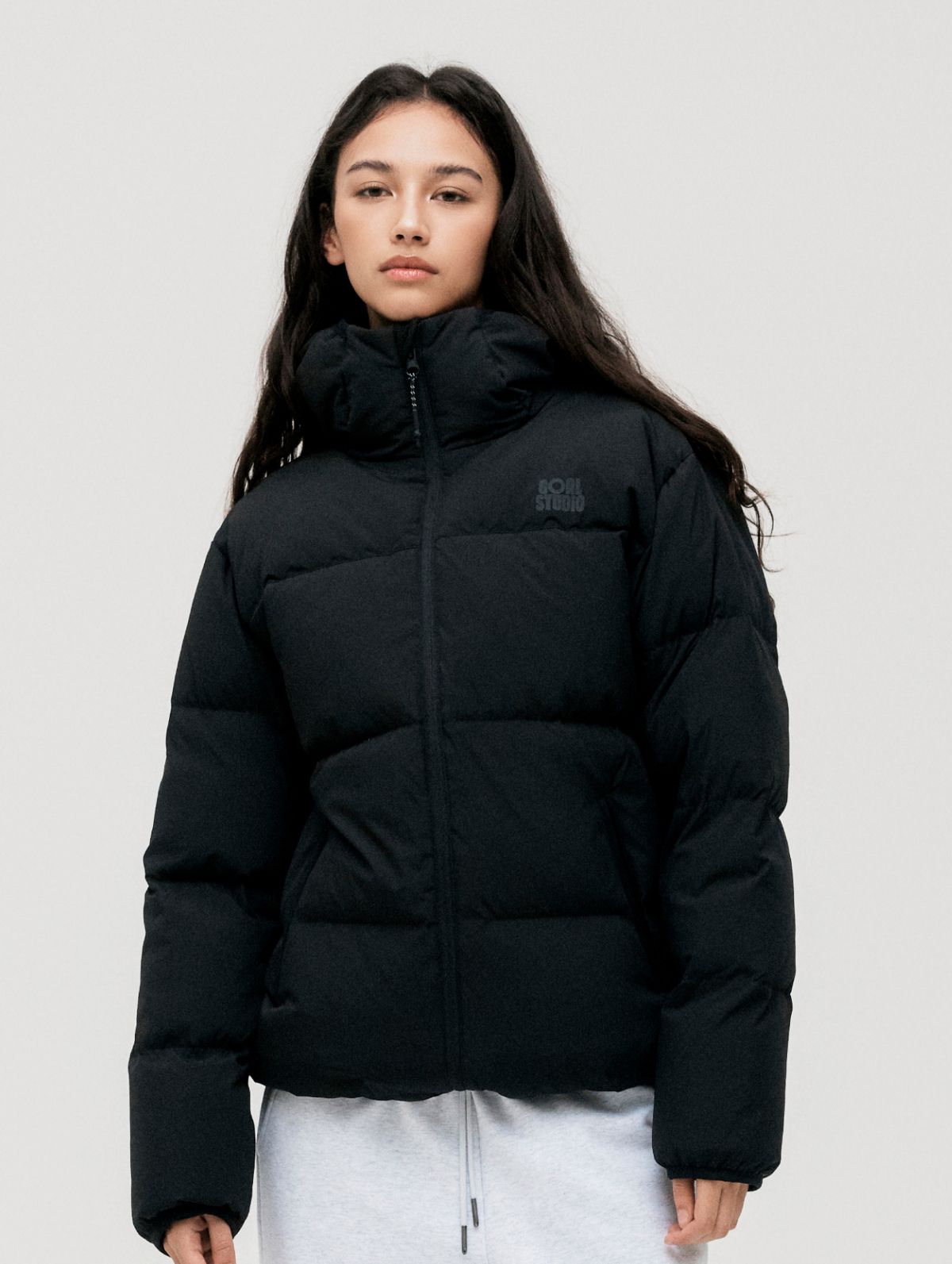 골스튜디오(GOALSTUDIO) ESSENTIAL HOODED PUFFER DOWN JACKET-BLACK