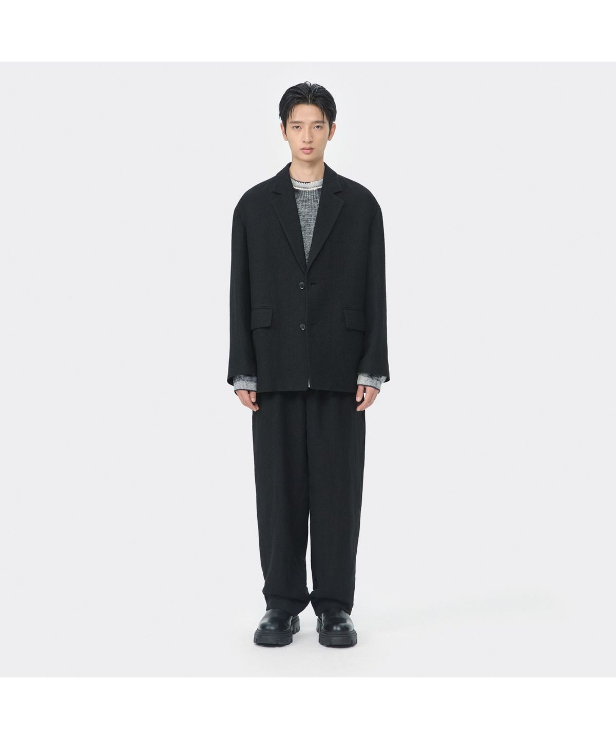 커스텀멜로우(CUSTOMELLOW) Black Wide Fit Gauze Setup Pants CWPAW25641BKX
