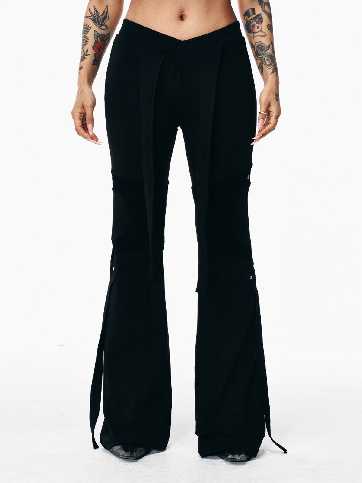 와이이이엘(YEEL) KNIT TRIM BOOTCUT PANTS BLACK