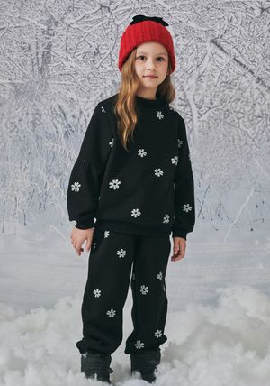 BZ68PT02BK 플라워 패턴 블랙 조거팬츠