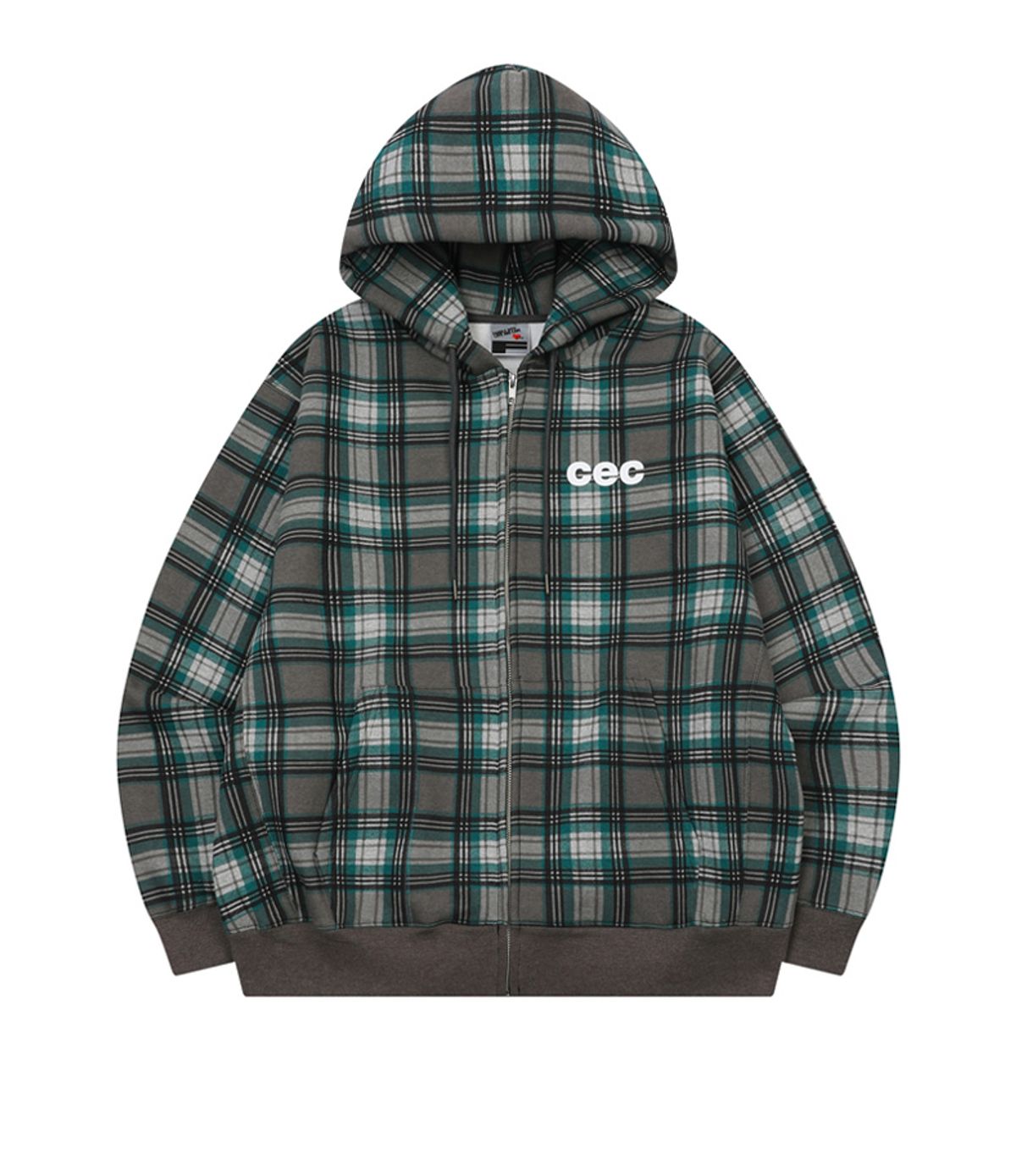 챈스챈스(CHANCECHANCE) CEC CHECK ZIP-UP HOODIE(GREEN)