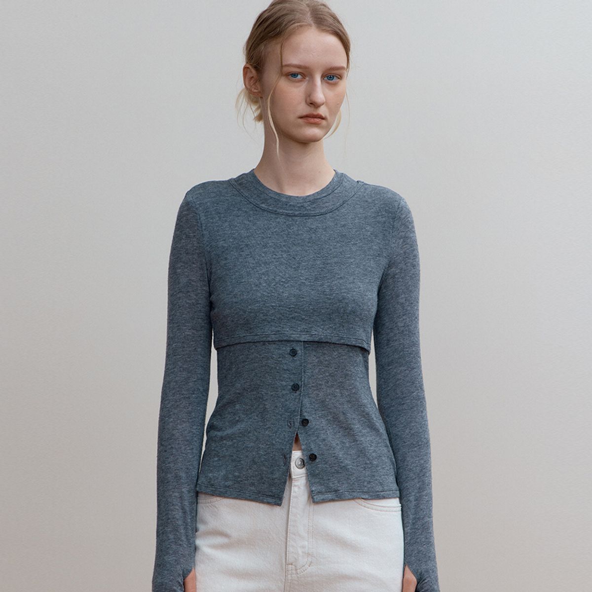 퍼블리카엑스(PUBLICKA X) SAGE LAYERED TOP GRAY