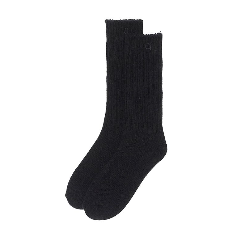 골지 울 양말 Black