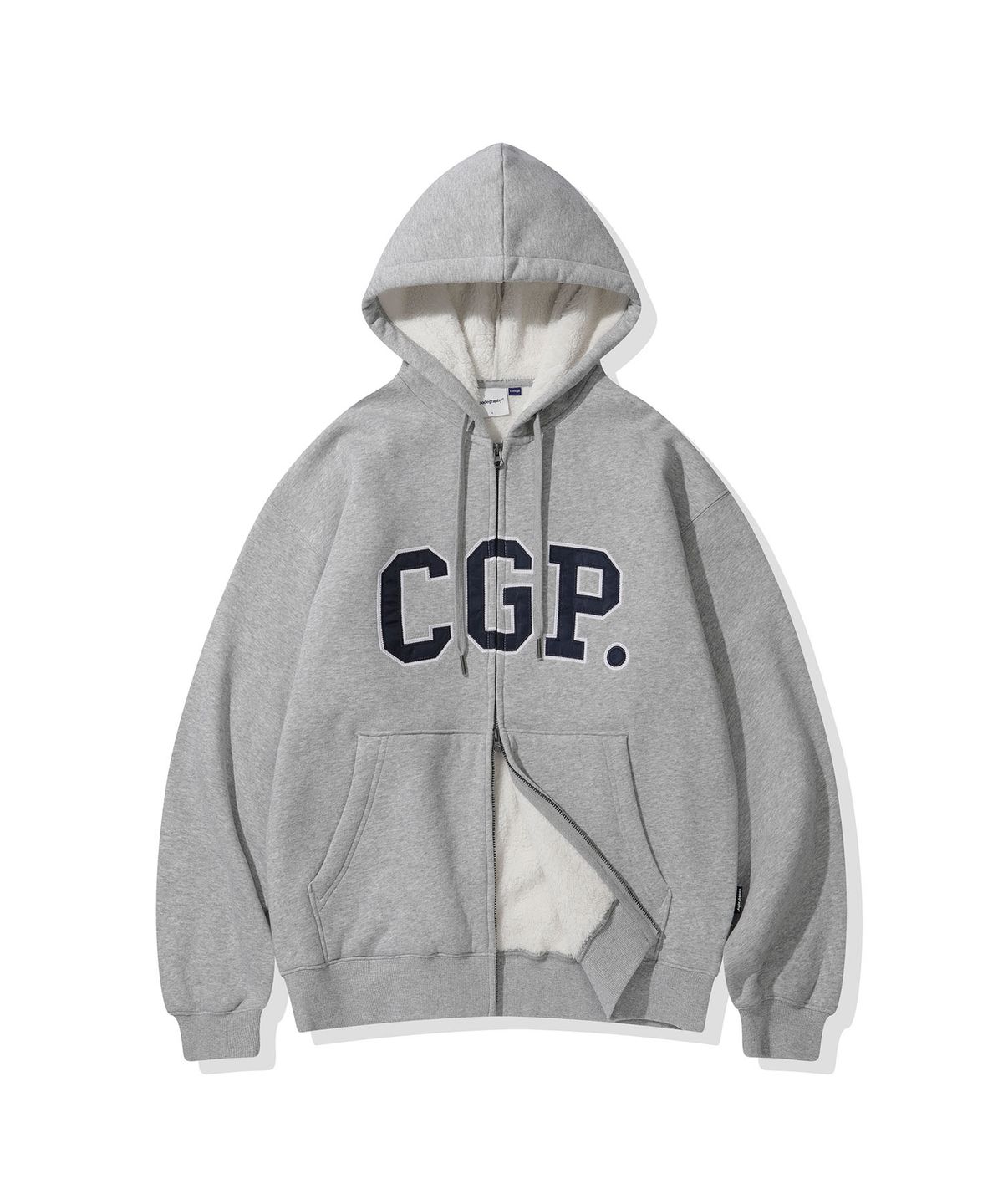 코드그라피(CGP) CGP 아치 로고 보아 후드 집업_다크그레이