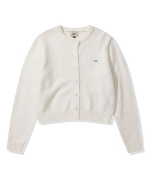 (우먼) 스몰 스퀘어 로고 니트 가디건_크림