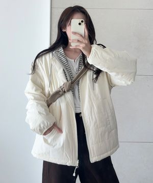 리버시블 플리스 퀼팅 점퍼_크림