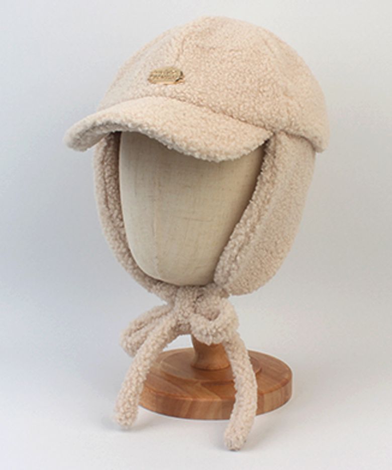 Bubble Metal Beige Fleece Earflap Cap 귀달이모자