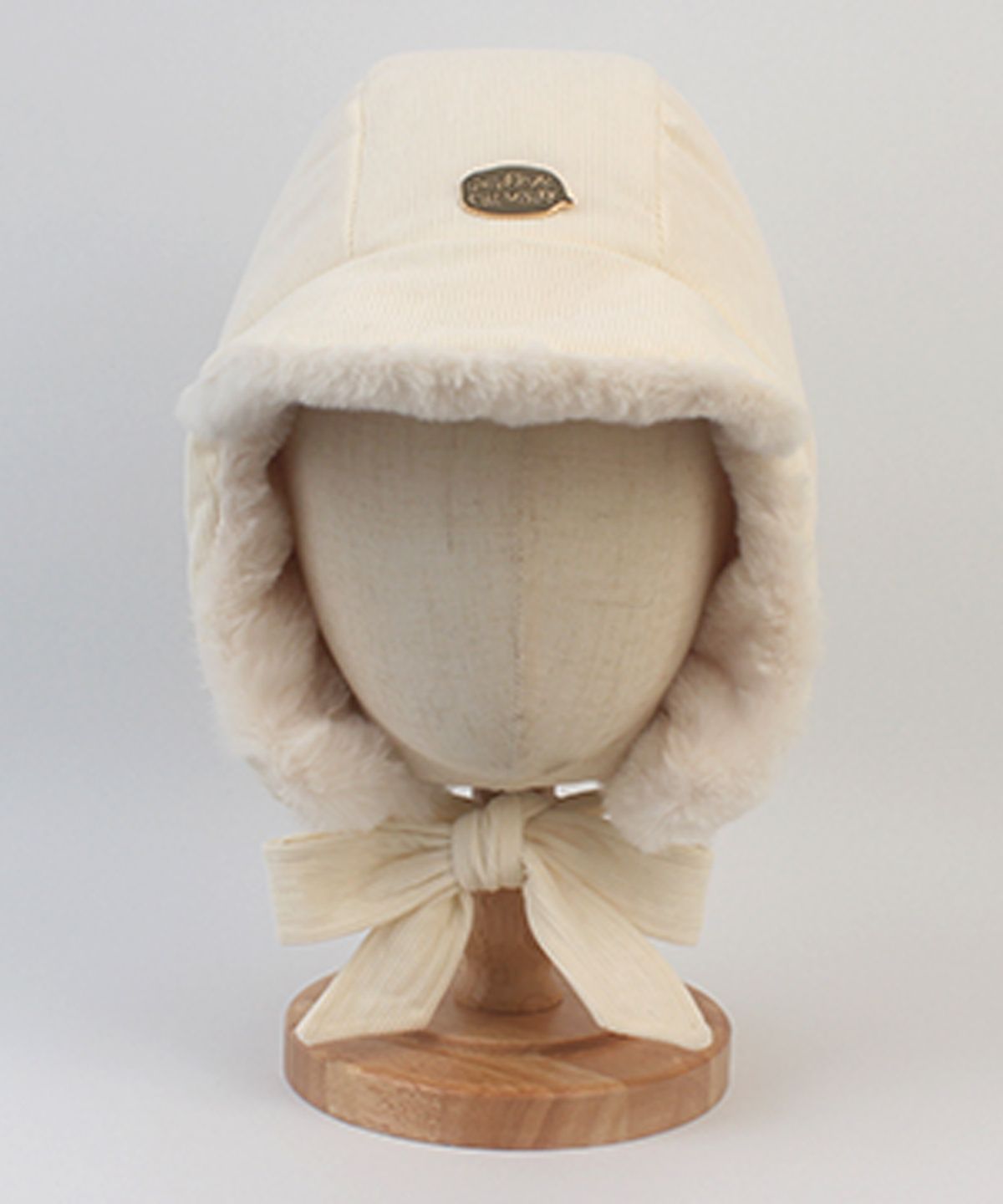 유니버셜 케미스트리(UNIVERSAL CHEMISTRY) Corduroy Fur Ivory Balaclava 귀달이모자