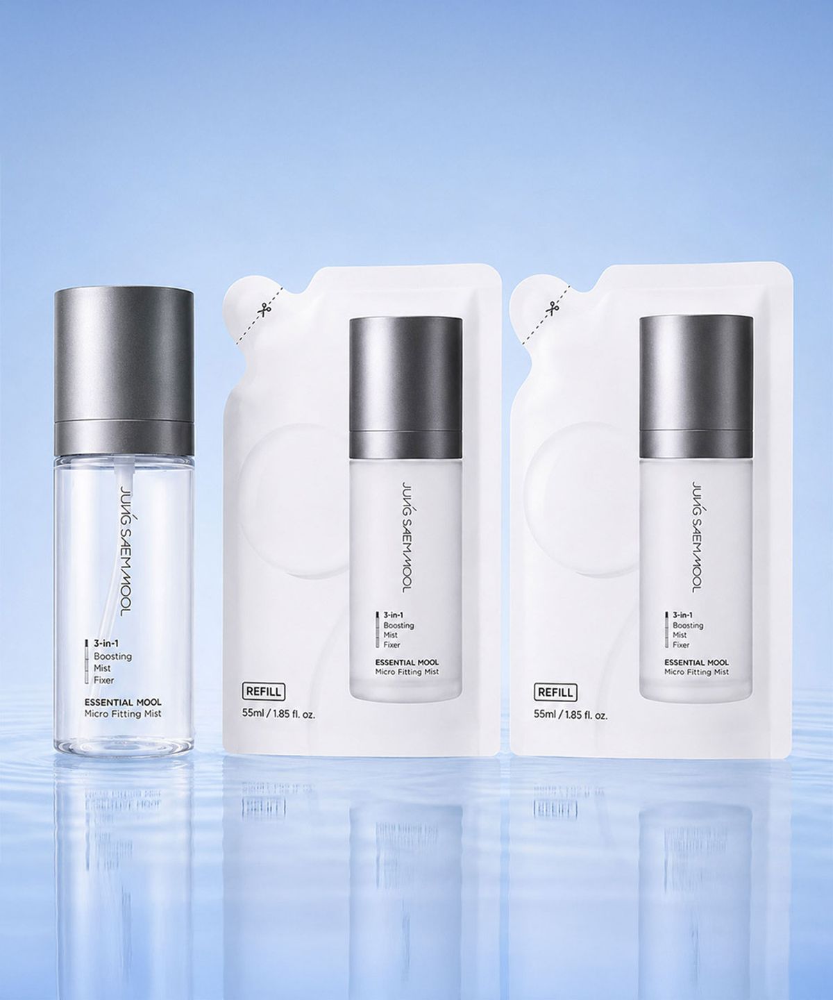 정샘물(JUNGSAEMMOOL) 에센셜 물 마이크로 피팅 미스트 55ml 리필 듀오 기획세트 (공병 1개 + 리필 55ml x 2개)