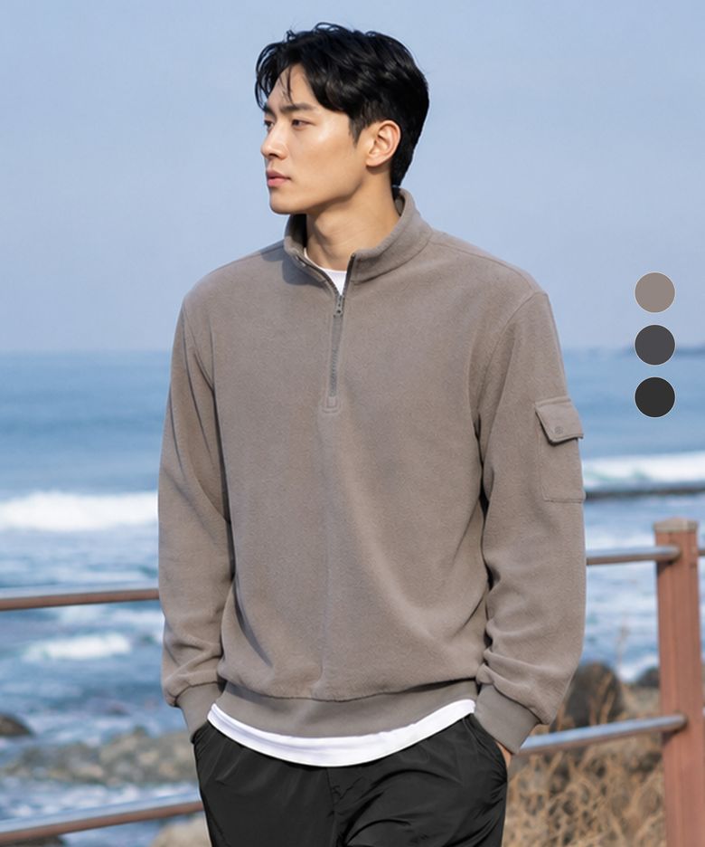 윈터하이브 남성 폴라플리스 반집업 티셔츠 3 Colors