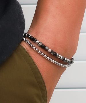 섀도우코어 체인 BM255B1164 레이어드 오닉스 원석 남자 팔찌