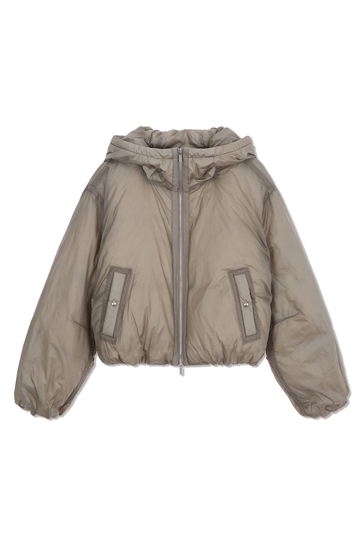 MUSINSA | MATIN KIM BACK LOGO HOODY SHORT DOWN JUMPER IN BEIGE