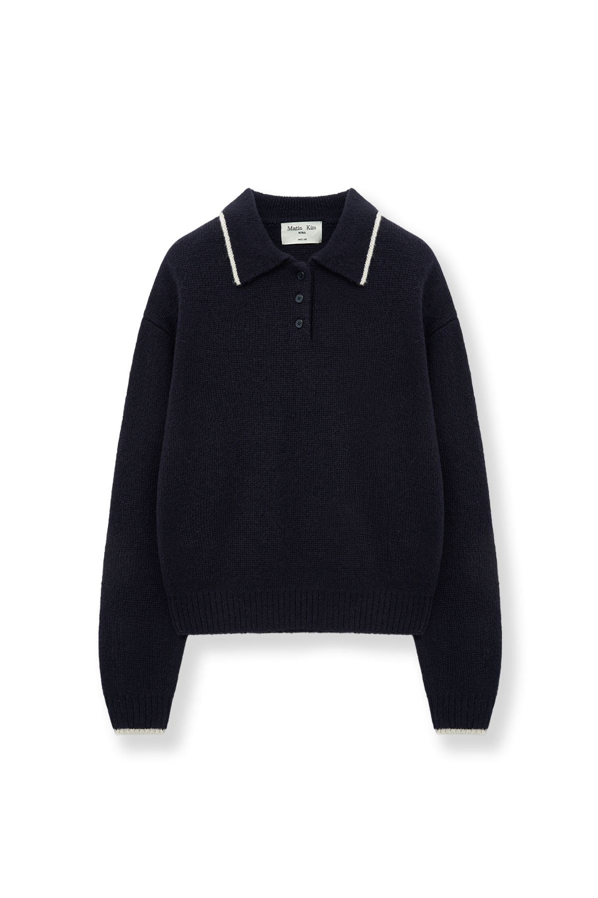 MUSINSA公式 | MATIN KIM BACK LOGO COLLAR KNIT TOP FOR WOMEN IN