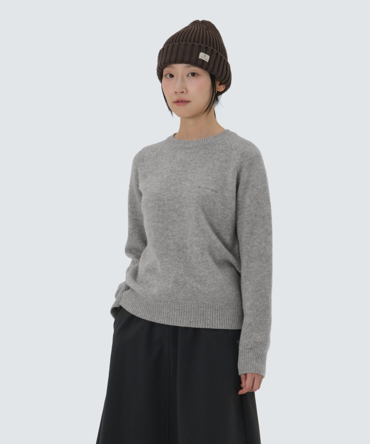 스노우피크 어패럴(SNOWPEAK APPAREL) 캐시미어 블랜드 여성 세미크롭 니트 맨투맨 (S25WWFHT73) Melange Gray