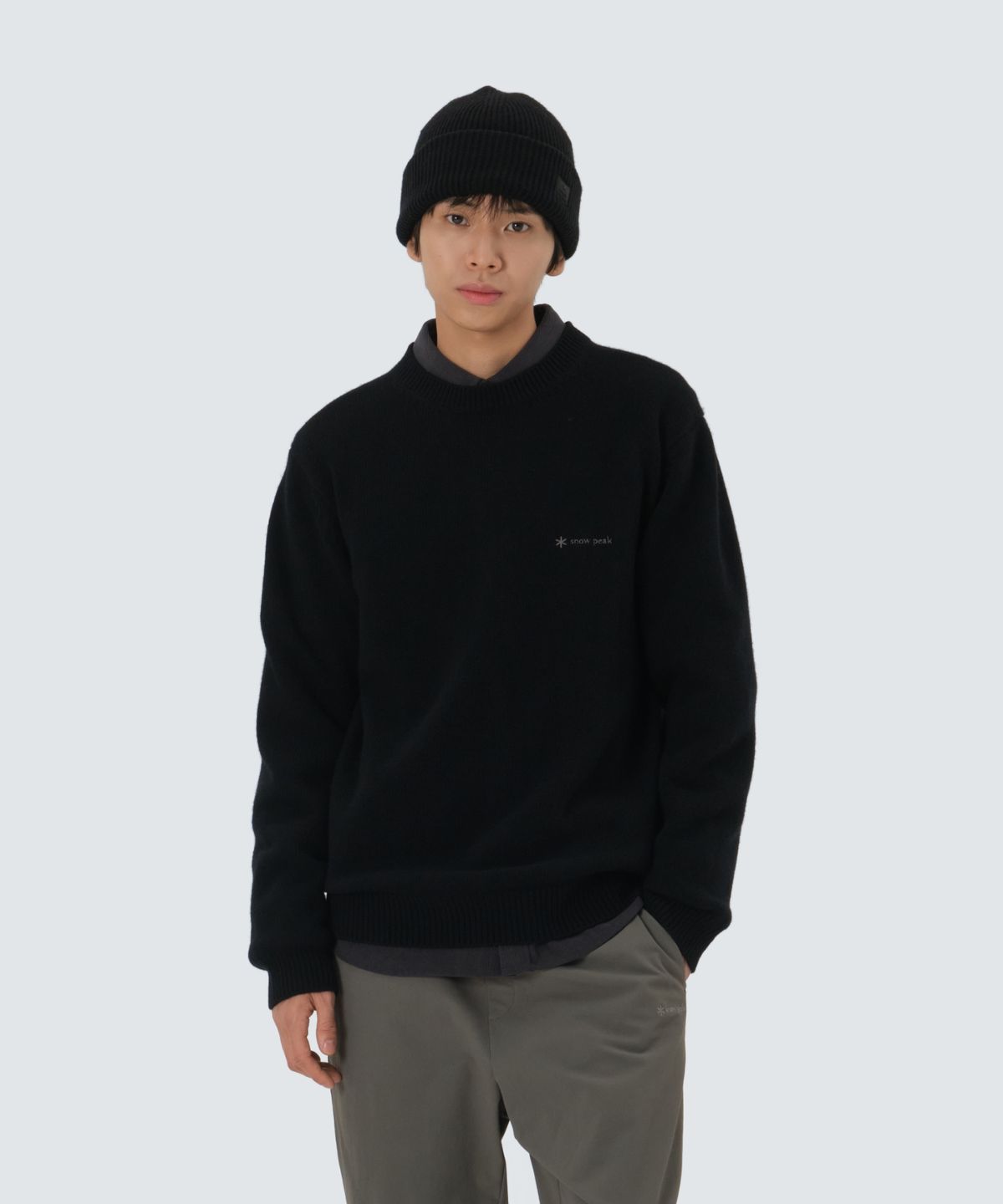 스노우피크 어패럴(SNOWPEAK APPAREL) 캐시미어 블랜드 니트 맨투맨 (S25WMFHT72) Black
